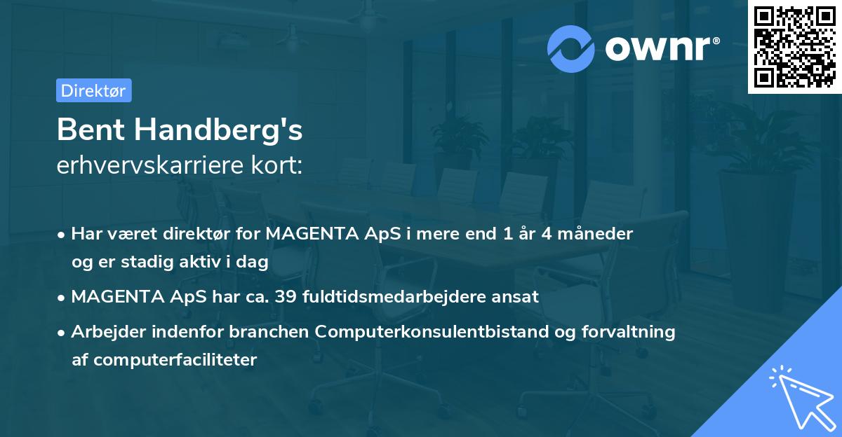 Bent Handberg's erhvervskarriere kort