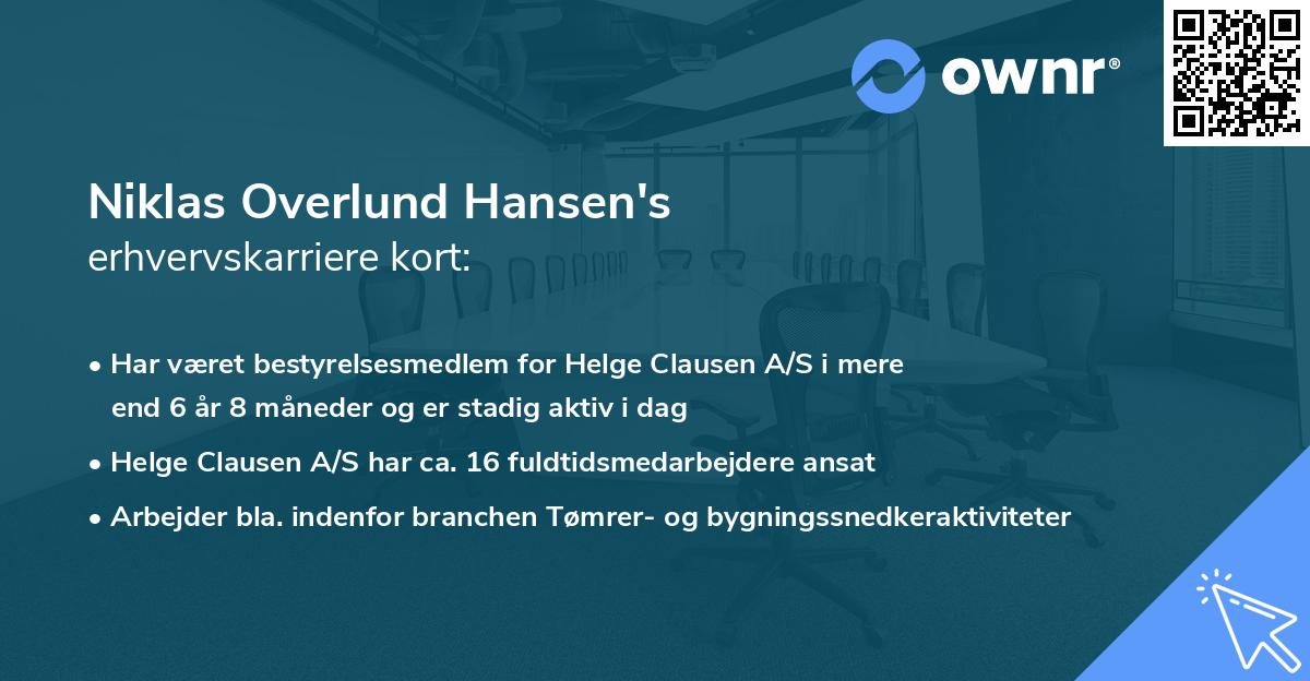Niklas Overlund Hansen's erhvervskarriere kort