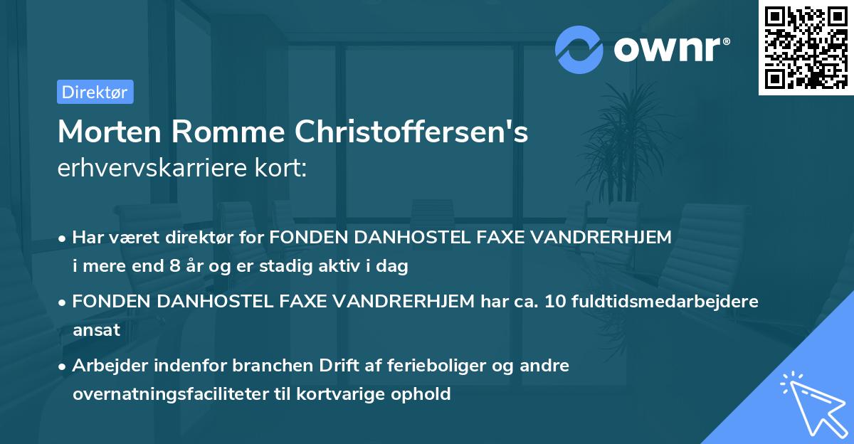 Morten Romme Christoffersen's erhvervskarriere kort