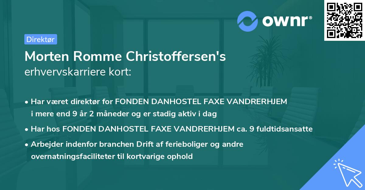 Morten Romme Christoffersen's erhvervskarriere kort