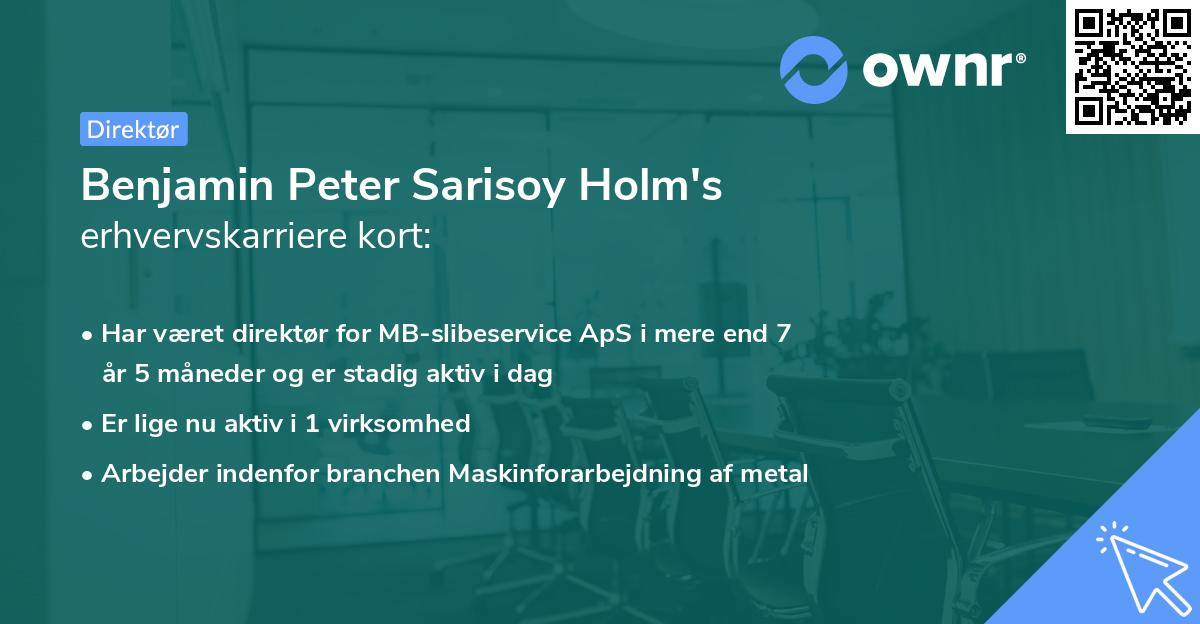 Benjamin Peter Sarisoy Holm's erhvervskarriere kort