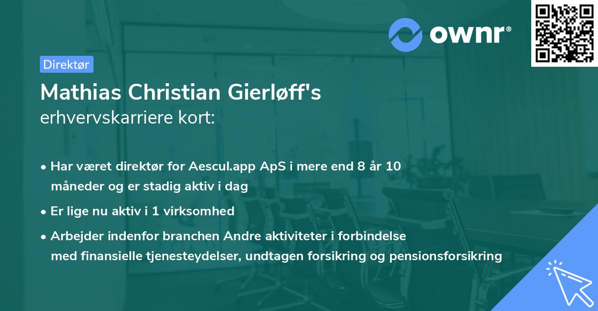 Mathias Christian Gierløff's erhvervskarriere kort