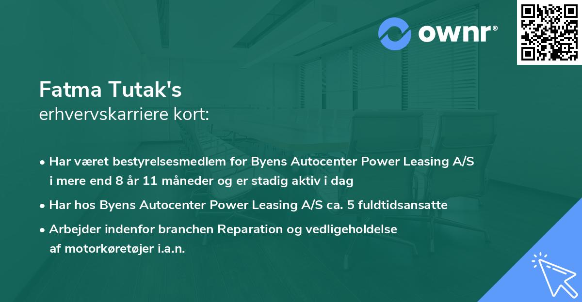 Fatma Tutak's erhvervskarriere kort