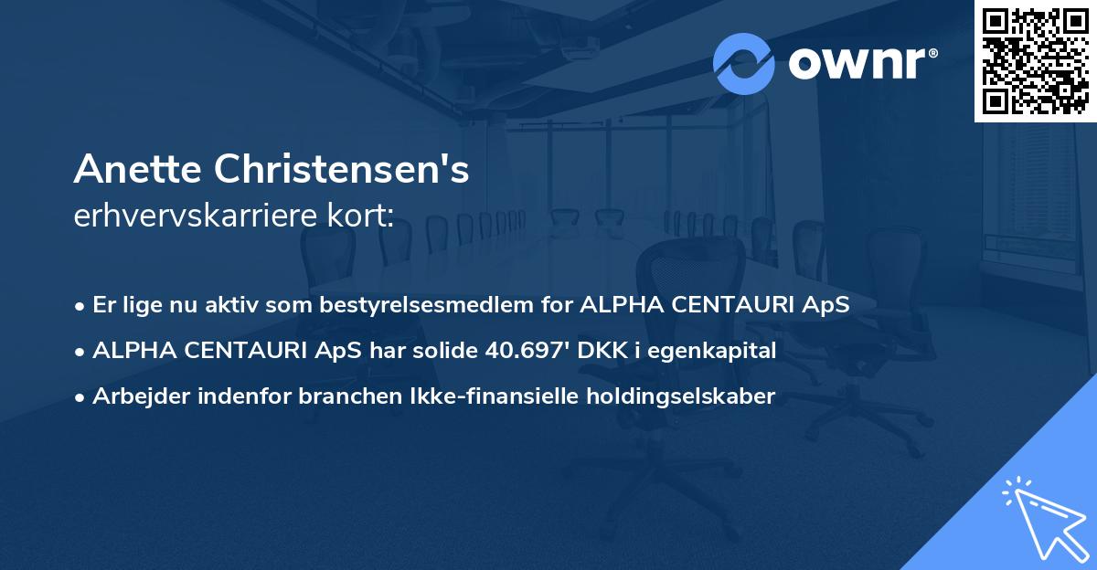 Anette Christensen's erhvervskarriere kort