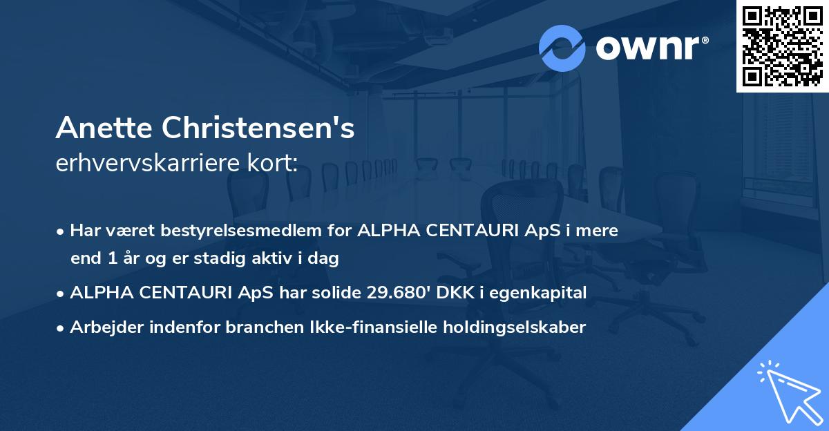Anette Christensen's erhvervskarriere kort
