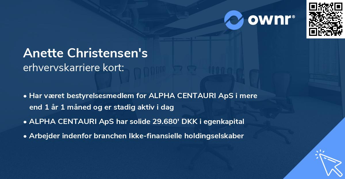 Anette Christensen's erhvervskarriere kort