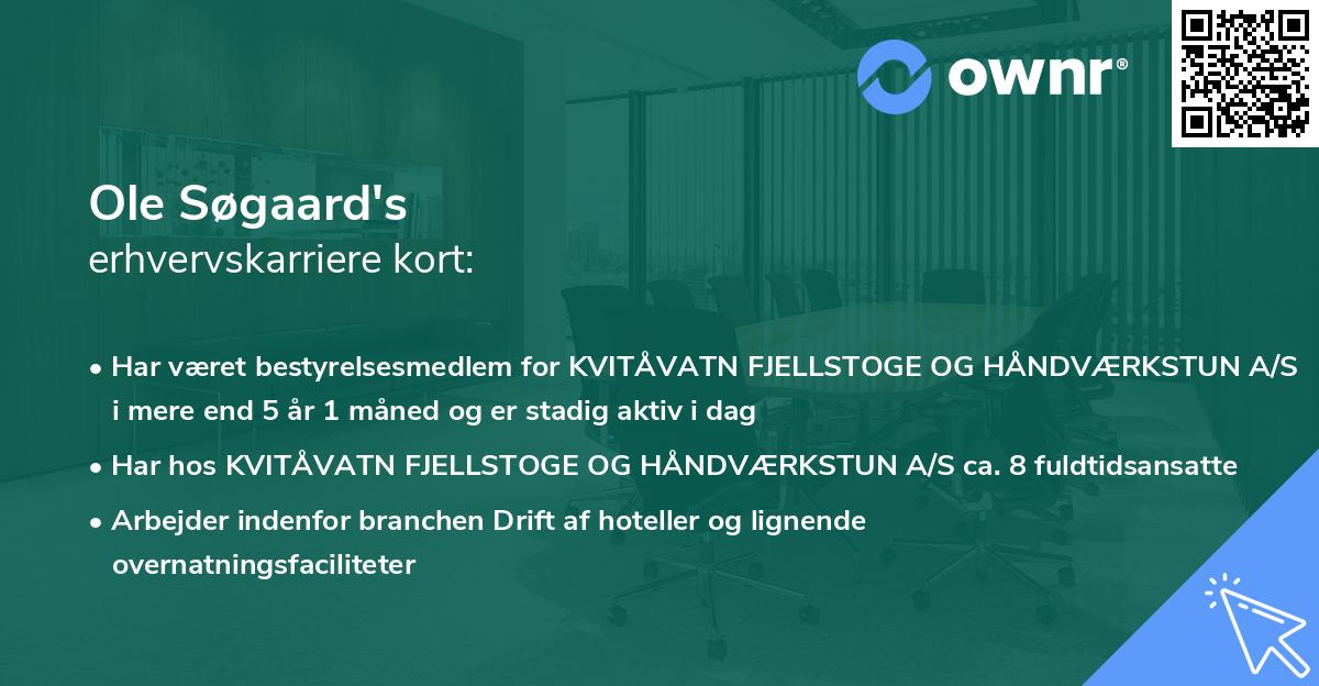 Ole Søgaard's erhvervskarriere kort