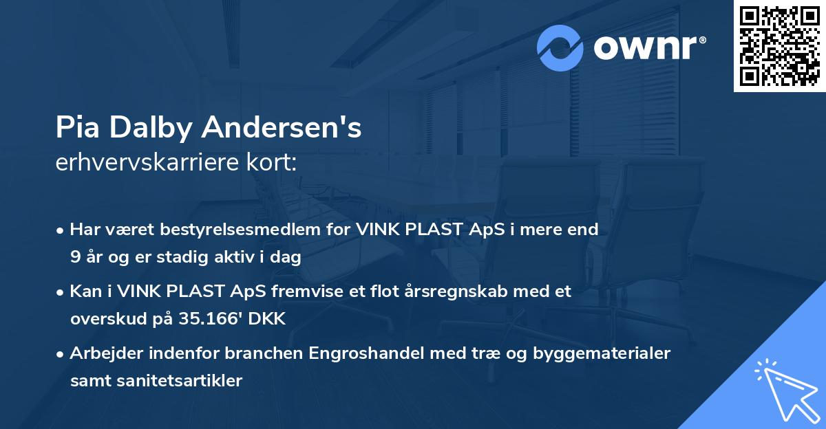 Pia Dalby Andersen's erhvervskarriere kort
