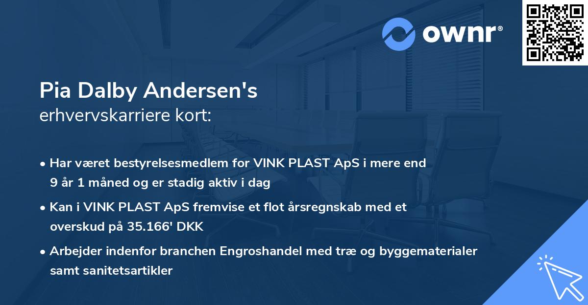 Pia Dalby Andersen's erhvervskarriere kort