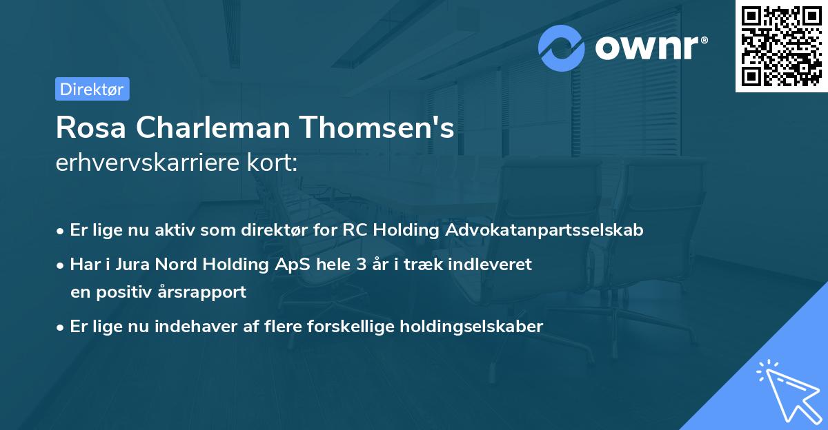 Rosa Charleman Thomsen's erhvervskarriere kort