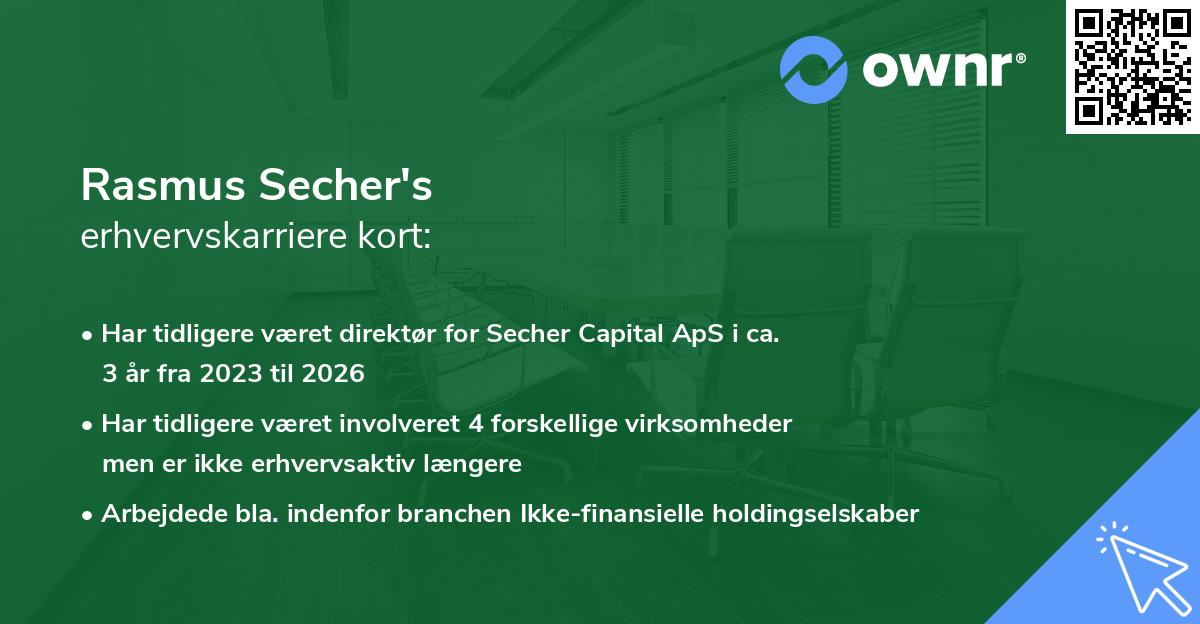Rasmus Secher's erhvervskarriere kort