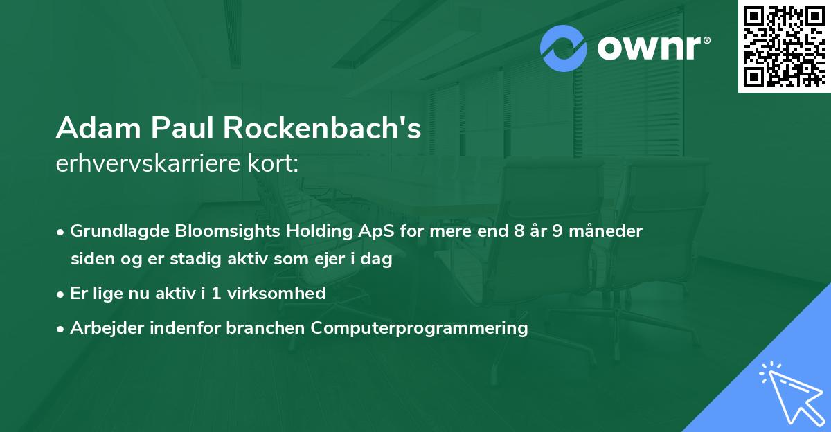Adam Paul Rockenbach's erhvervskarriere kort