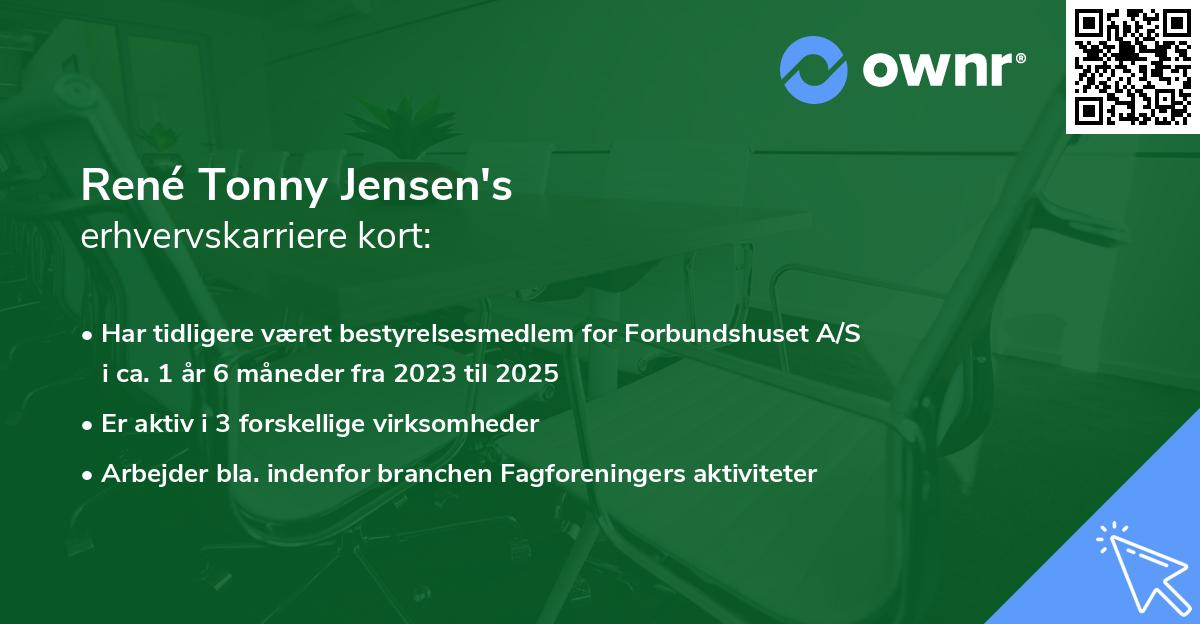 René Tonny Jensen's erhvervskarriere kort