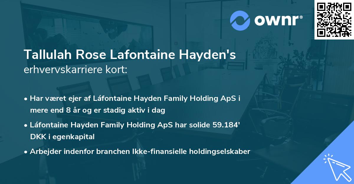 Tallulah Rose Lafontaine Hayden's erhvervskarriere kort