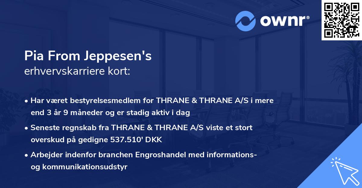 Pia From Jeppesen's erhvervskarriere kort