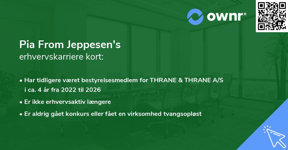 Pia From Jeppesen's erhvervskarriere kort