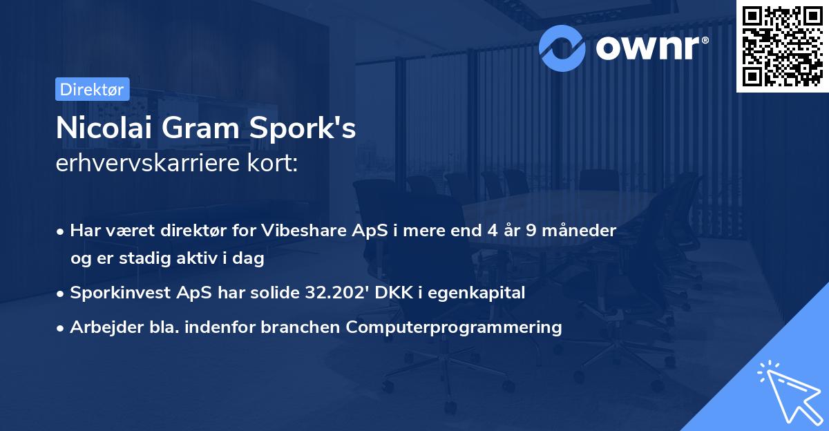 Nicolai Gram Spork's erhvervskarriere kort