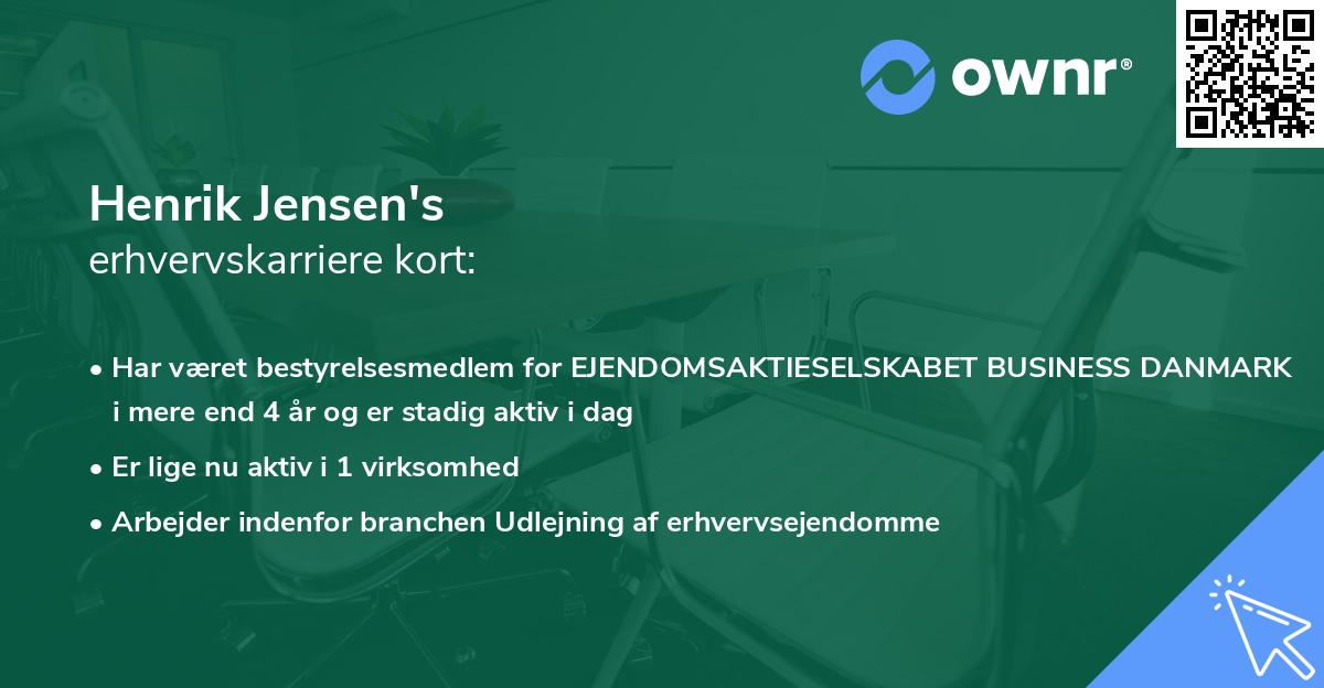 Henrik Jensen's erhvervskarriere kort