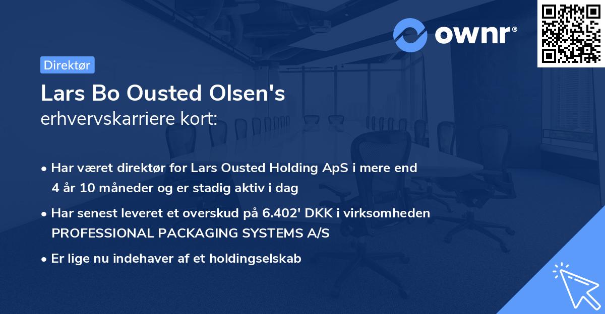 Lars Bo Ousted Olsen's erhvervskarriere kort