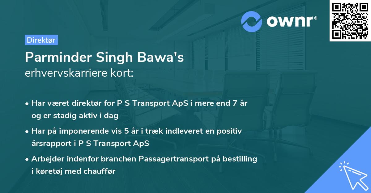 Parminder Singh Bawa's erhvervskarriere kort