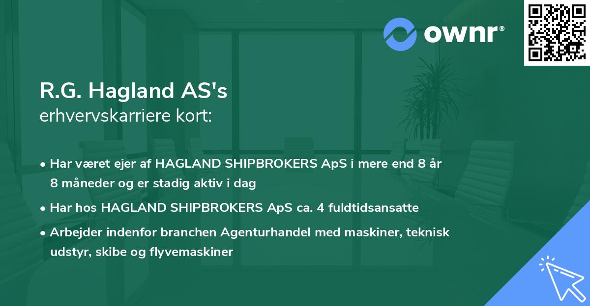 R.G. Hagland AS's erhvervskarriere kort