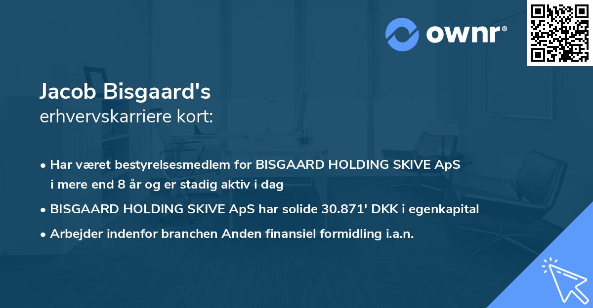 Jacob Bisgaard's erhvervskarriere kort