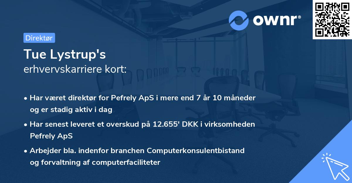 Tue Lystrup's erhvervskarriere kort