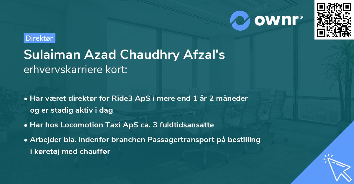 Sulaiman Azad Chaudhry Afzal's erhvervskarriere kort