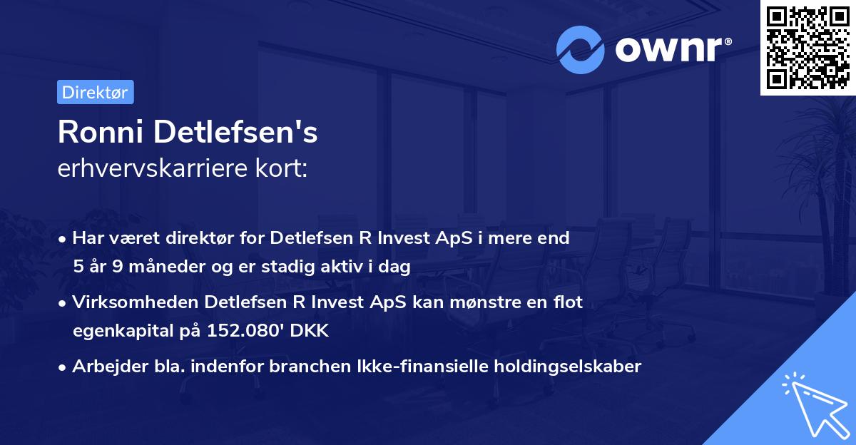 Ronni Detlefsen's erhvervskarriere kort