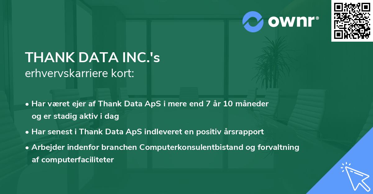 THANK DATA INC.'s erhvervskarriere kort