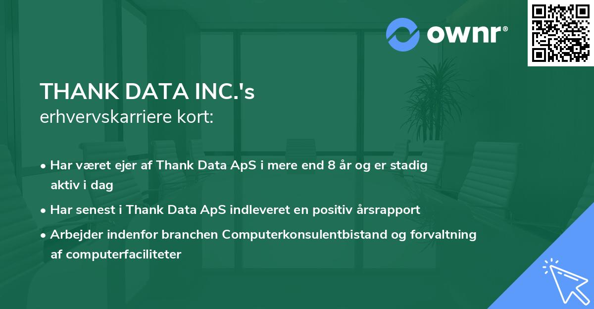 THANK DATA INC.'s erhvervskarriere kort