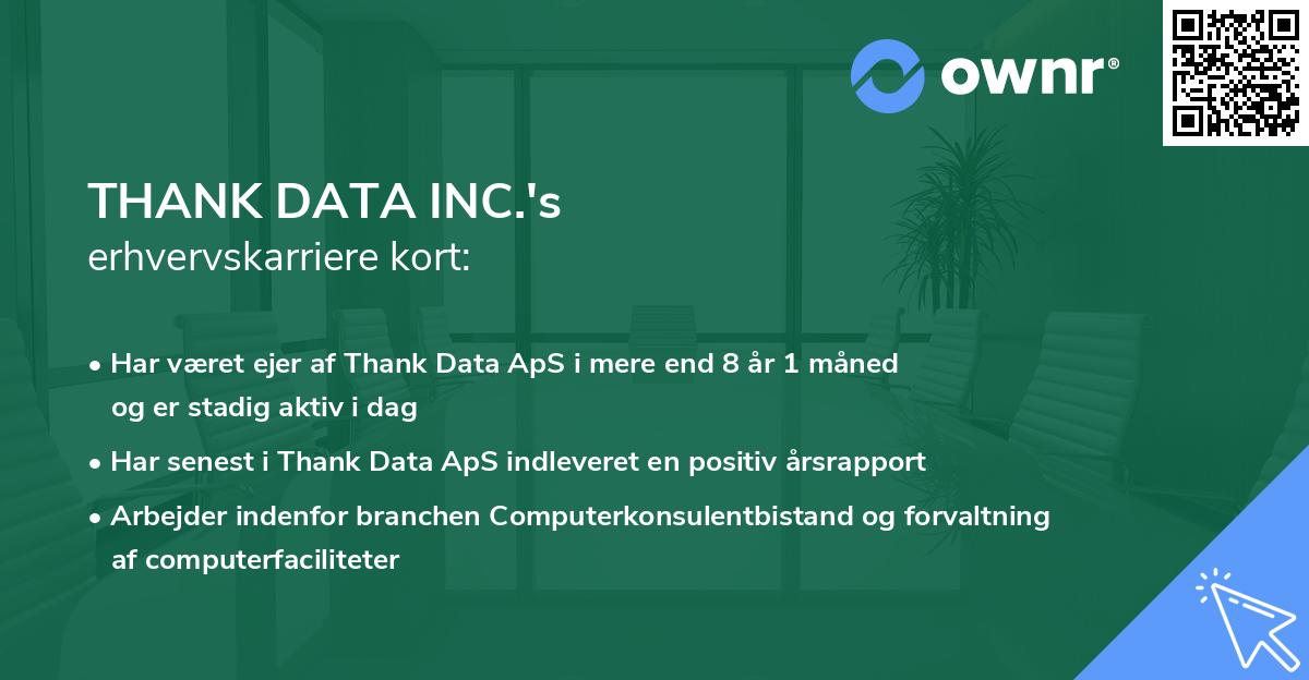 THANK DATA INC.'s erhvervskarriere kort