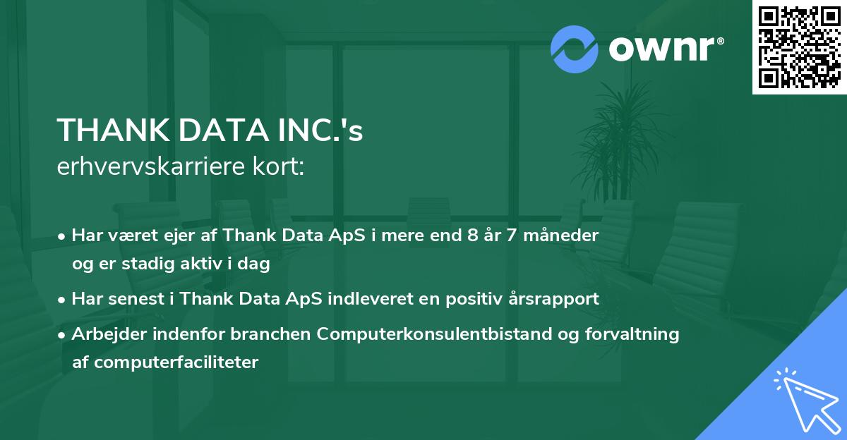 THANK DATA INC.'s erhvervskarriere kort