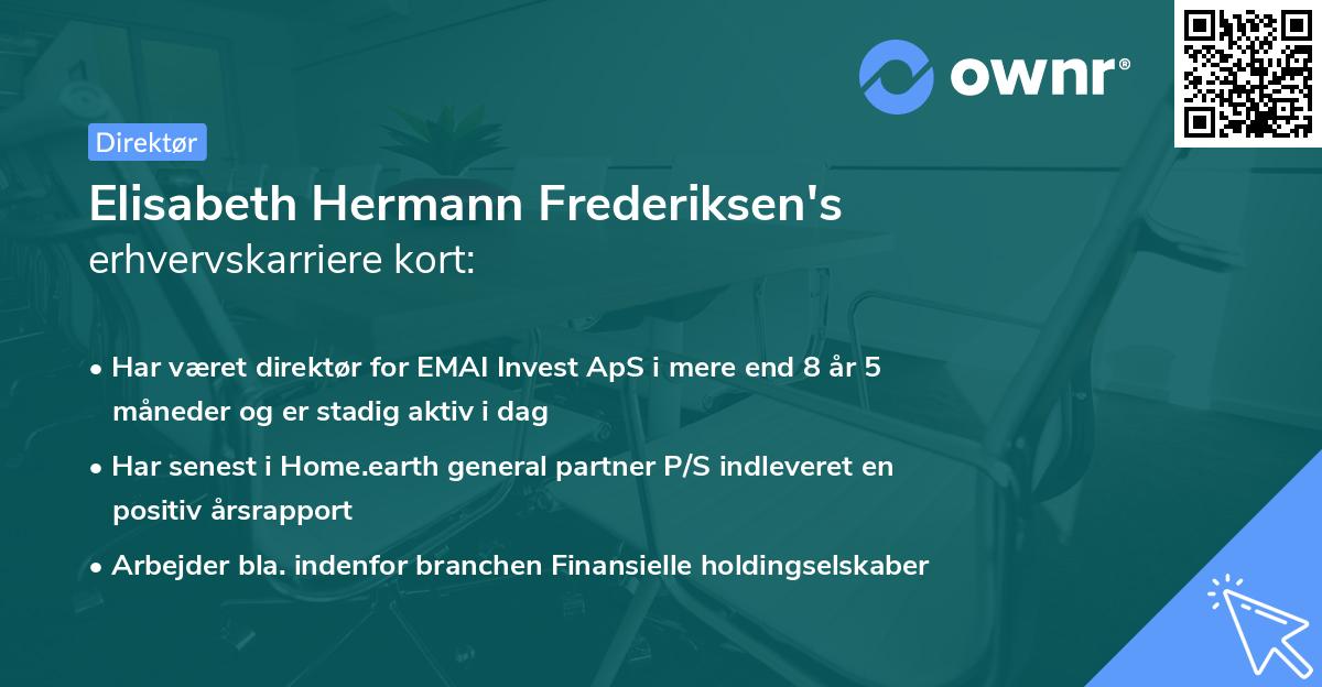 Elisabeth Hermann Frederiksen's erhvervskarriere kort