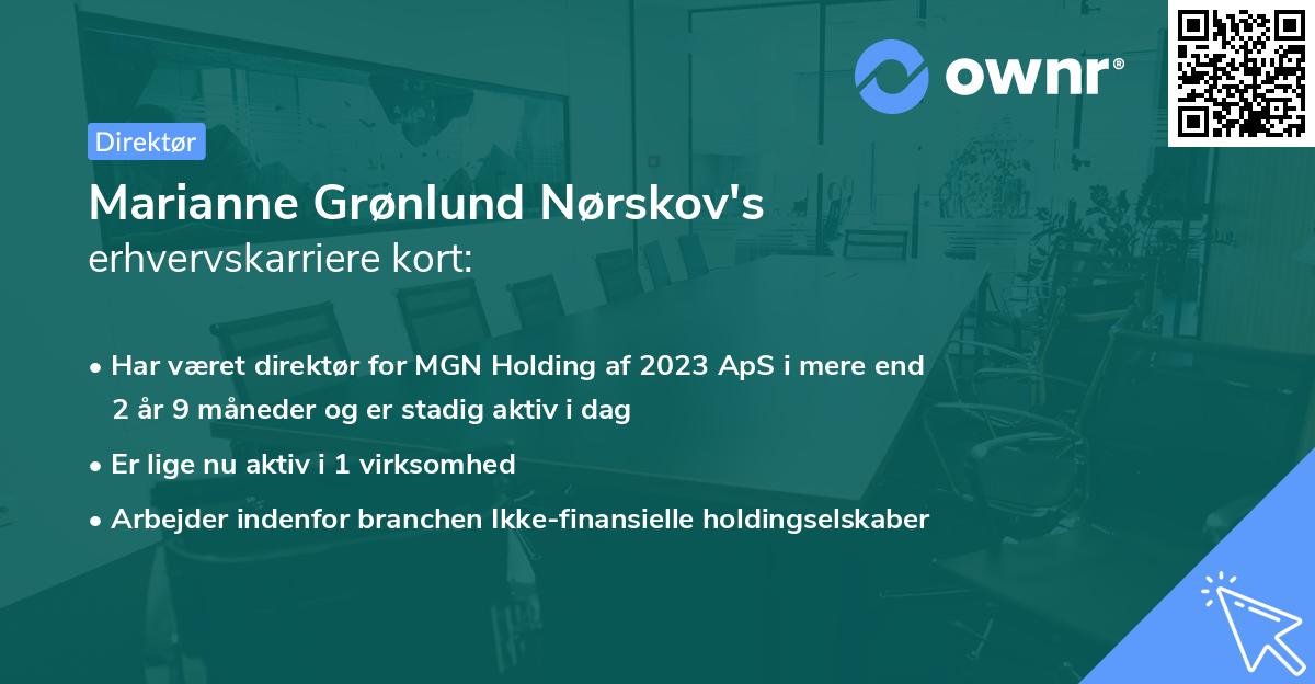 Marianne Grønlund Nørskov's erhvervskarriere kort