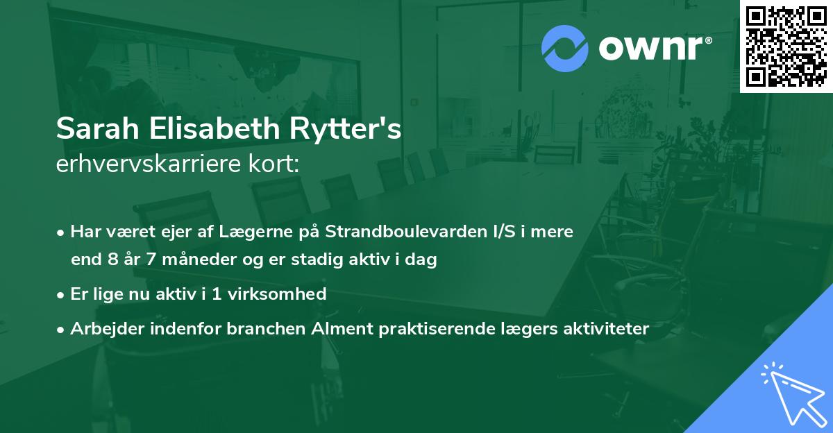 Sarah Elisabeth Rytter's erhvervskarriere kort