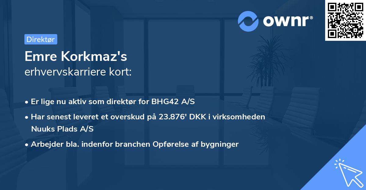 Emre Korkmaz's erhvervskarriere kort