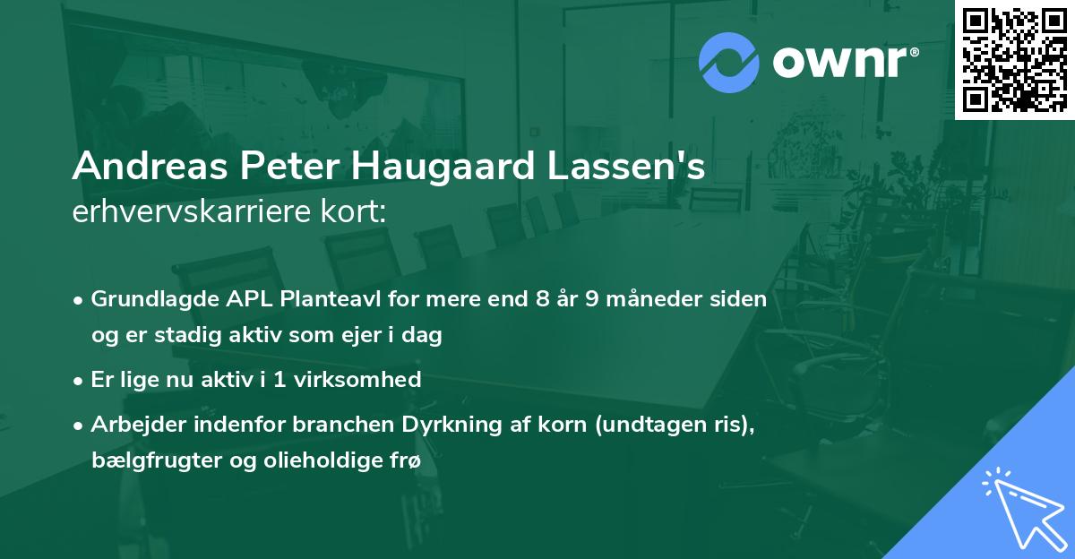 Andreas Peter Haugaard Lassen's erhvervskarriere kort