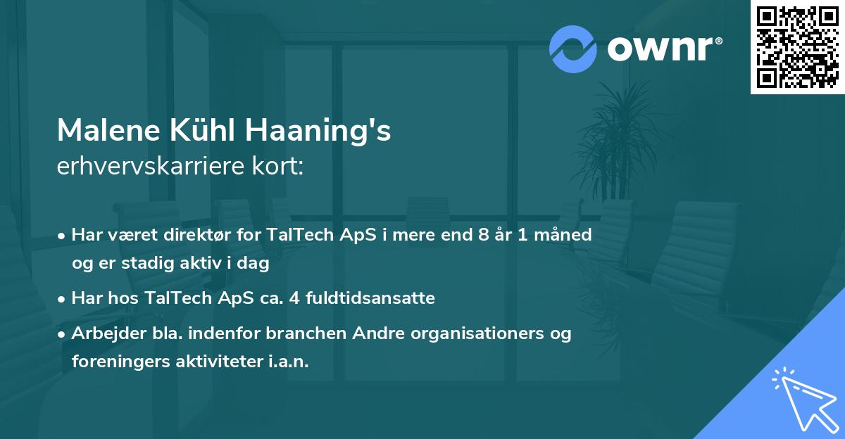 Malene Kühl Haaning's erhvervskarriere kort