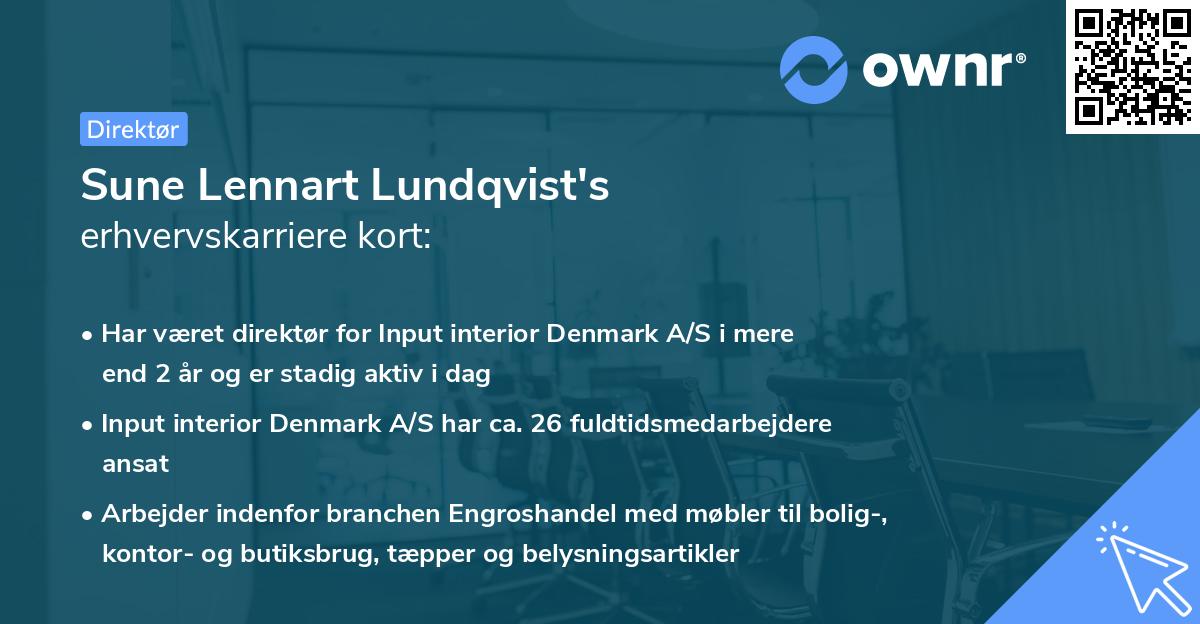 Sune Lennart Lundqvist's erhvervskarriere kort