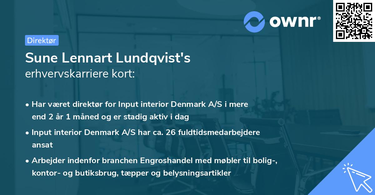 Sune Lennart Lundqvist's erhvervskarriere kort