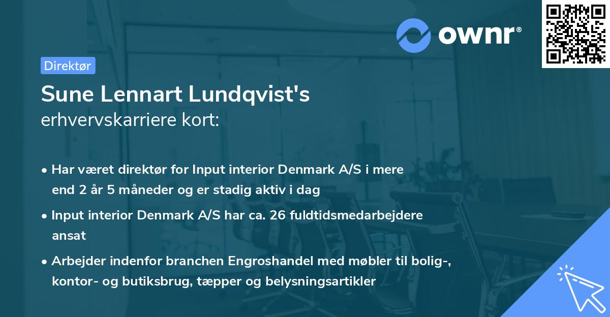 Sune Lennart Lundqvist's erhvervskarriere kort