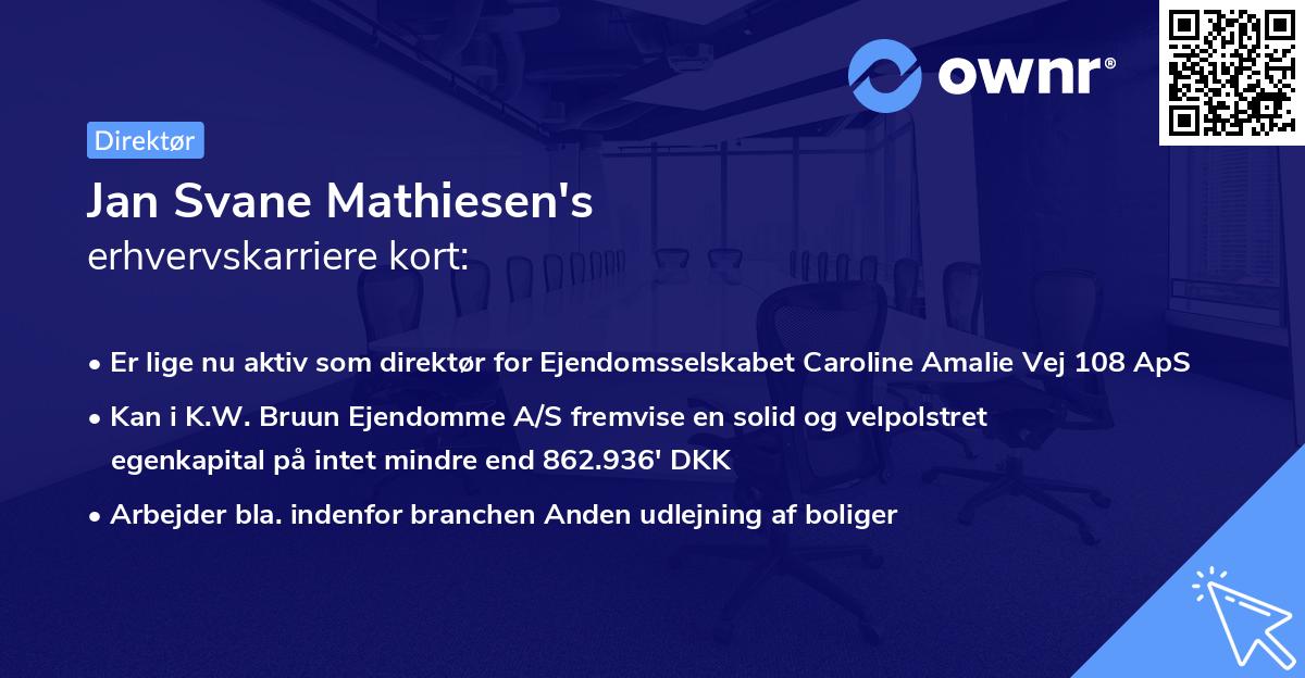 Jan Svane Mathiesen's erhvervskarriere kort