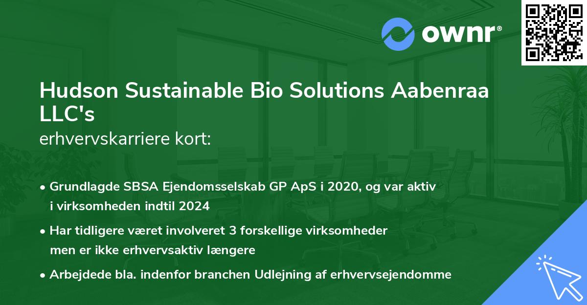 Hudson Sustainable Bio Solutions Aabenraa LLC's erhvervskarriere kort