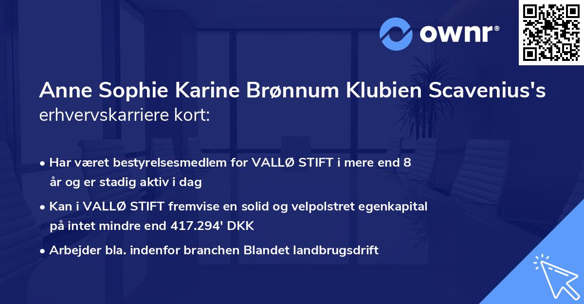 Anne Sophie Karine Brønnum Klubien Scavenius's erhvervskarriere kort