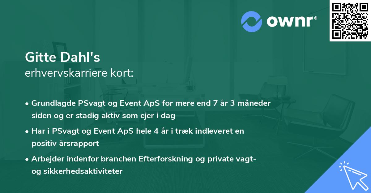 Gitte Dahl's erhvervskarriere kort