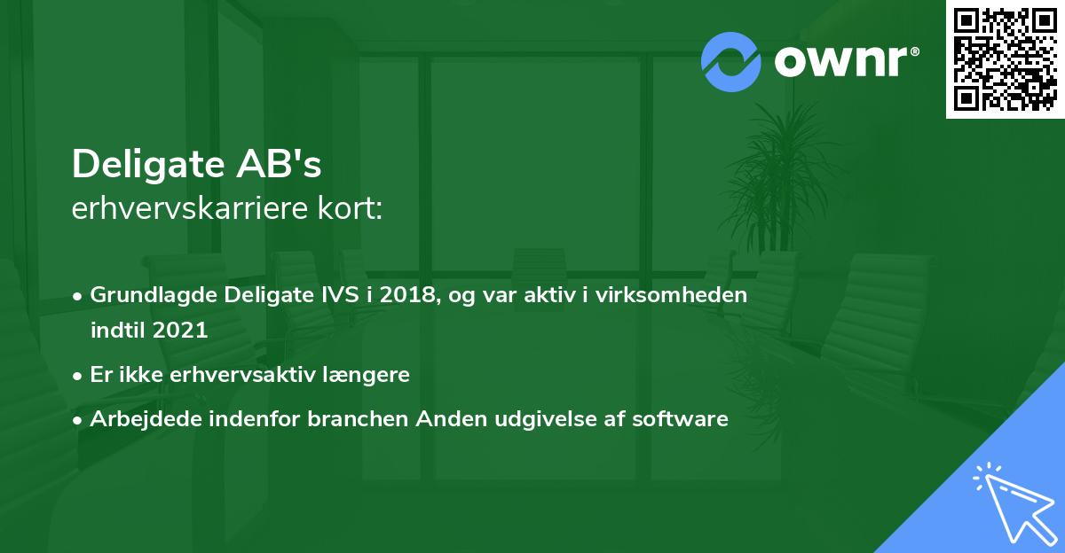 Deligate AB's erhvervskarriere kort