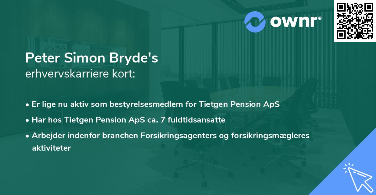 Peter Simon Bryde's erhvervskarriere kort