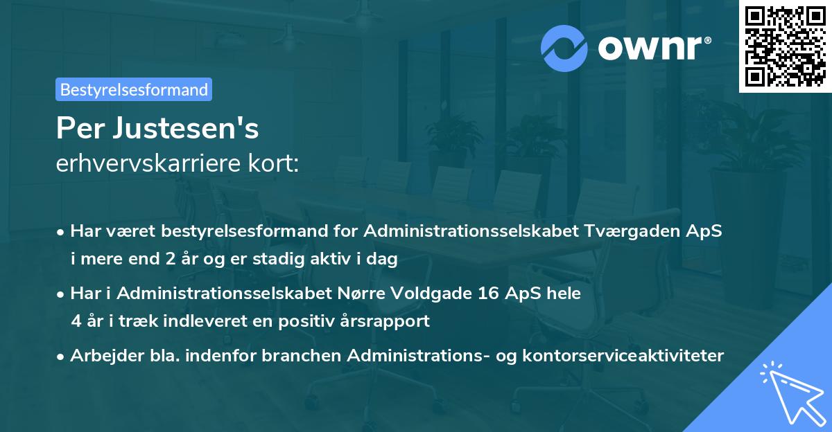 Per Justesen's erhvervskarriere kort