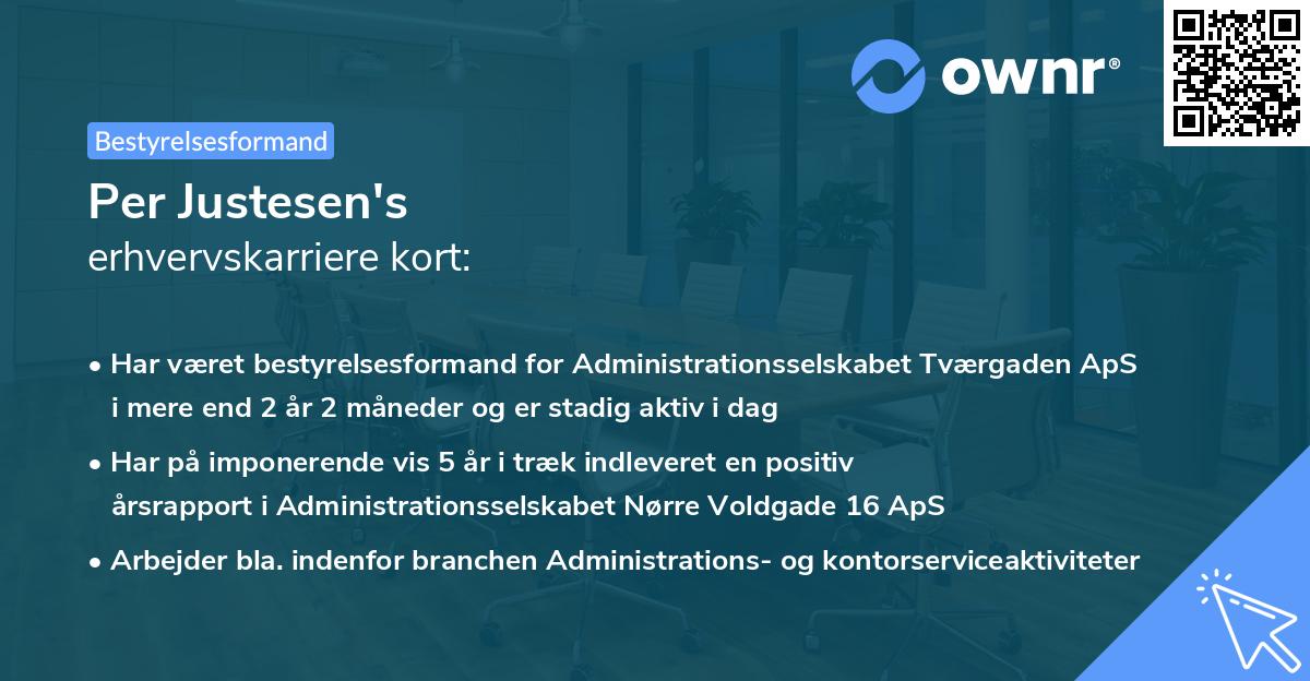 Per Justesen's erhvervskarriere kort